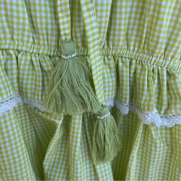 Gipsy Queen Ruffle Green Gingham Mini Dress XL - Picture 3 of 10